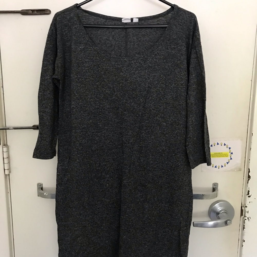 Heathered Gray 3/4 Sleeve T Shirt Dress